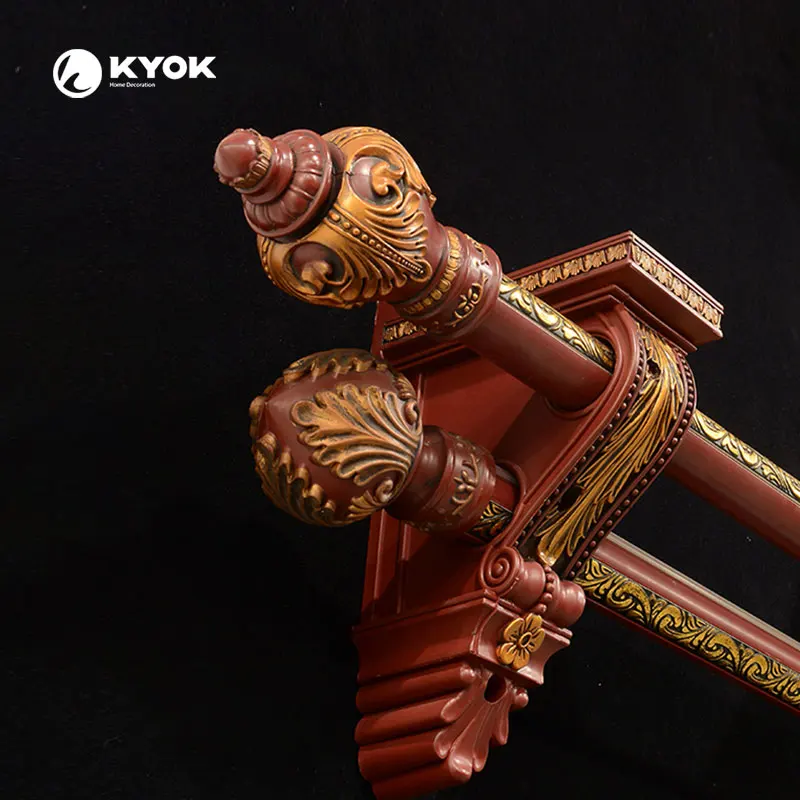 KYOK surface coated with rubber band wood curtain rod
