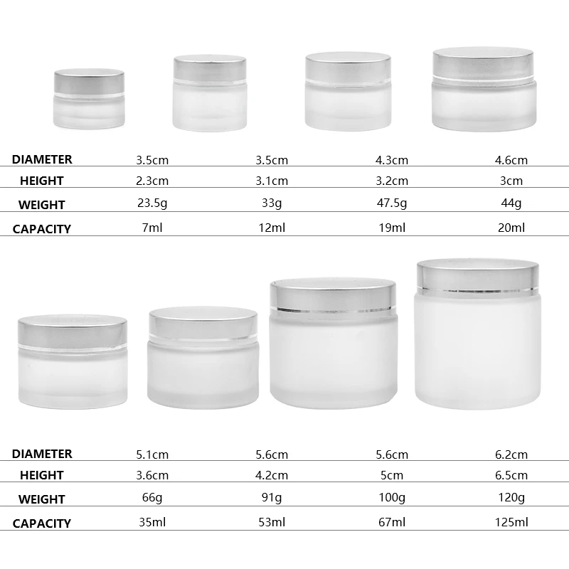 5ml 10ml 15ml 20ml 30ml 50ml 60ml 100ml skin care jars glass glass jar with screw lid