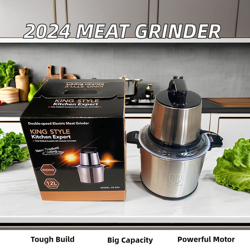 Wholesale 2024 Household Electric Meat Grinder Top Selling Stainless Steel 6L 8L 10L 12L Capacity Outdoor Fufu Pounding Machine