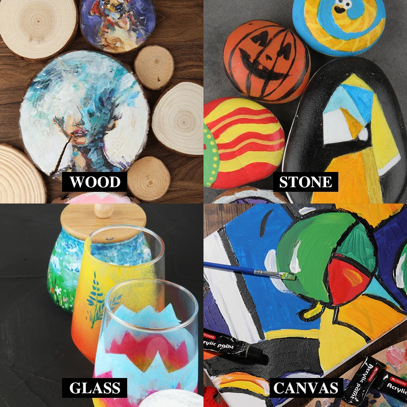 Gxin P-3001 Acrylic Paint Set 12 Colors 12ml/0.4oz Non-Toxic Acrylic art color Paints for artists Perfect for Painting