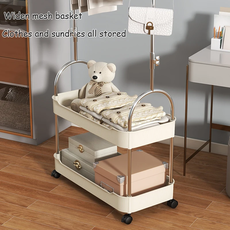 Multifunctional PET Clothes Hanger Rack Standing Mobile Coat Rack Storage Shelf