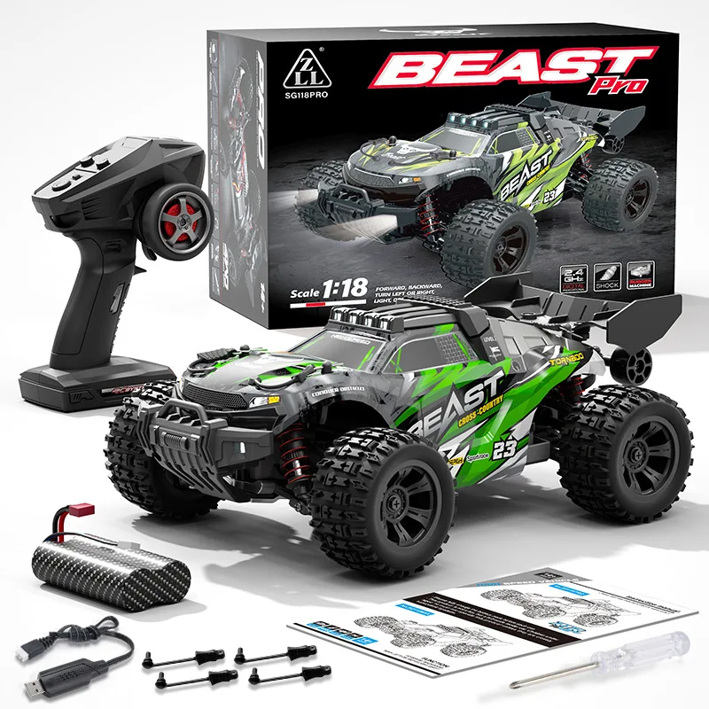 Радиоуправляемый автомобиль HOSHI SG118 PRO с 2 батарейками 1/18 щеткой грузовик фарами игрушки высокая скорость 35 км/ч гоночный против SG116 MAX
