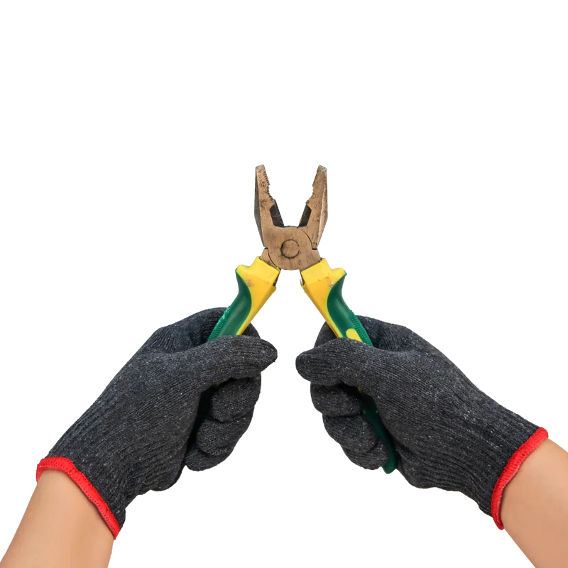 Flexible black poly cotton knit yarn guantes de algodon Construction Gardening Carpentry Safety Protection Gloves