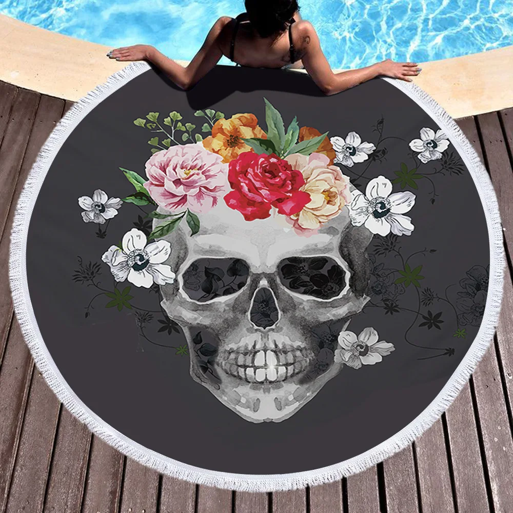 2022 Amazon Hot Sale Pattern Round Beach Towel With Tassels / Round Beach Towel Custom Design