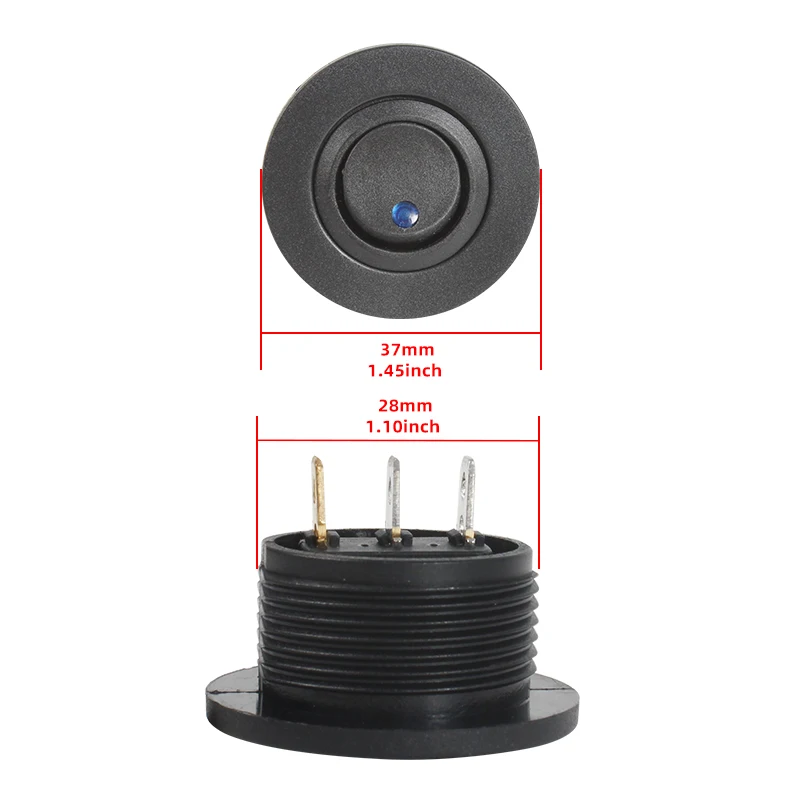 TYTXRV OEM High Quality RV Accessories Black Color Bule Light 12V/24V Button Circular Light Switch