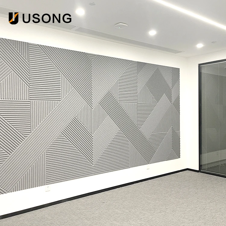 Economical Practical Recording Studio Polyester Fiber Sound Absorption Two-Color Slotted Sound Absorption Board