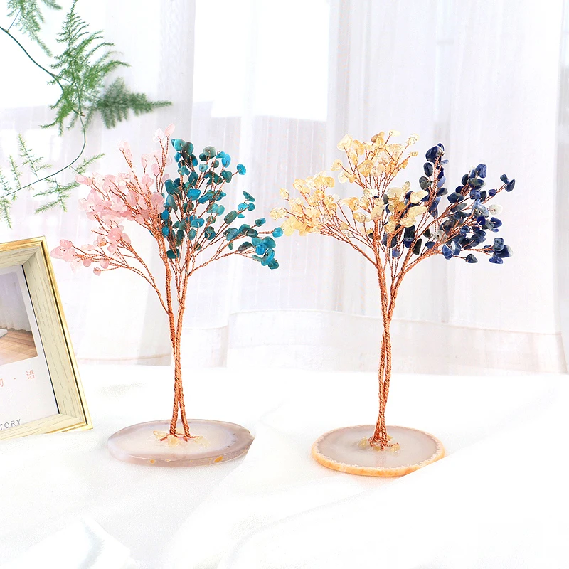 Wholesale Natural Healing Stones Christmas Fengshui Gemstone Quartz Lucky Money Crystal Tree For Sale