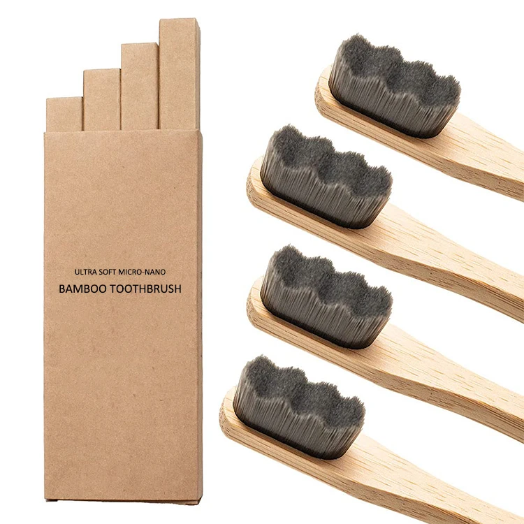 Factory Direct Sales Custom Biodegradable Eco Natural Organic Nano Bristle Bamboo Toothbrush For Adult Kid With Case