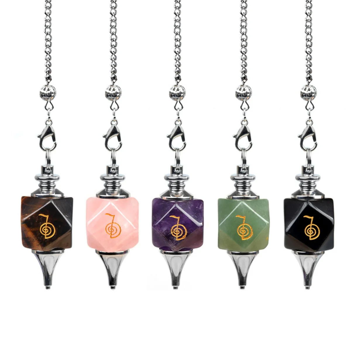 Reiki Pendulum Natural Stone Amulet Healing Crystal Pendant Meditation Hexagonal Pendulum home decoration