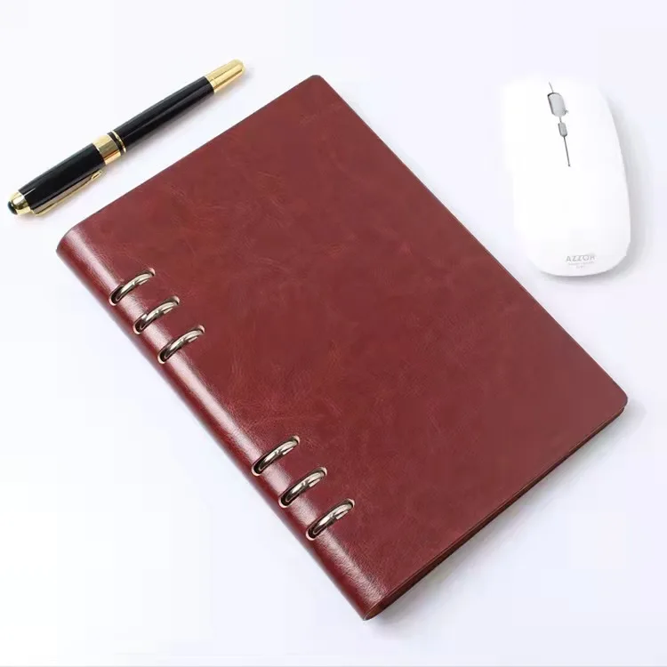 Hard leather loose-leaf diary book creative hollow a5 notepad a4 business hollow notebook custom logo