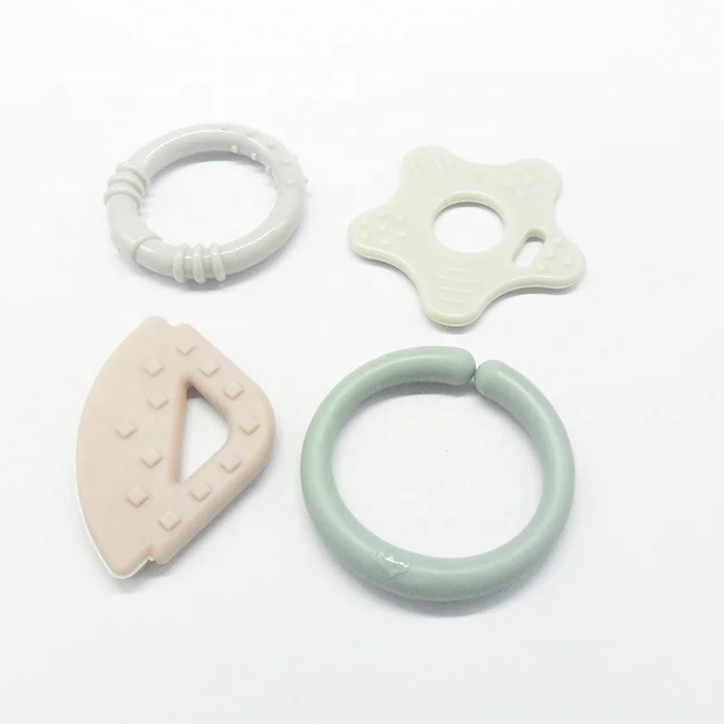 
In stock grey corner shape food grade Baby silicon teether 