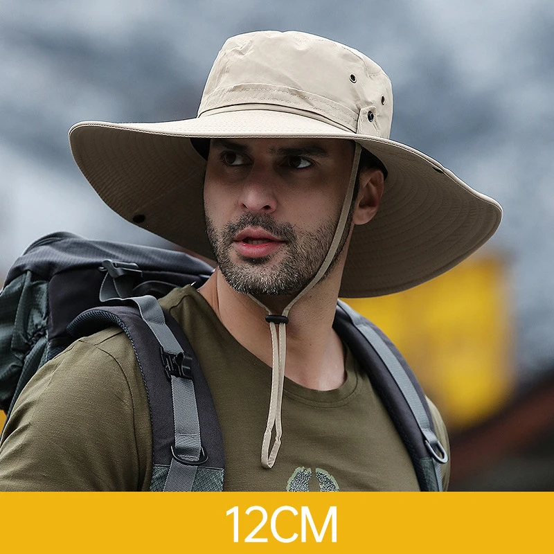 Outdoor Fishing Hat Wide Brim Man Breathable Mesh Fishing Cap Beach Hats Camouflage Sun Uv 50+ Protection Shade Hat