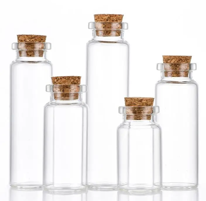 Eco-friendly clear glass vials glass wishing bottles glass test tube with cork for candy tea-leaf spice matchstick