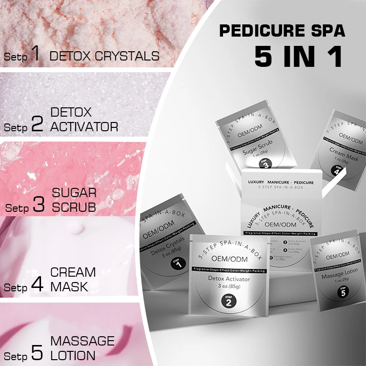 Customized Solution Spa Luxury Manicure & Pedicure Kit Deluxe Pedicure 5 Steps In 1 Foot Skin Care Products