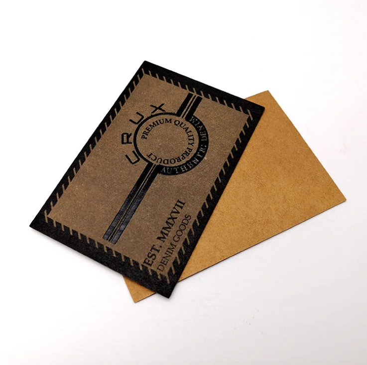 Custom brand jeans pu label embossed leather 3d patches for hat