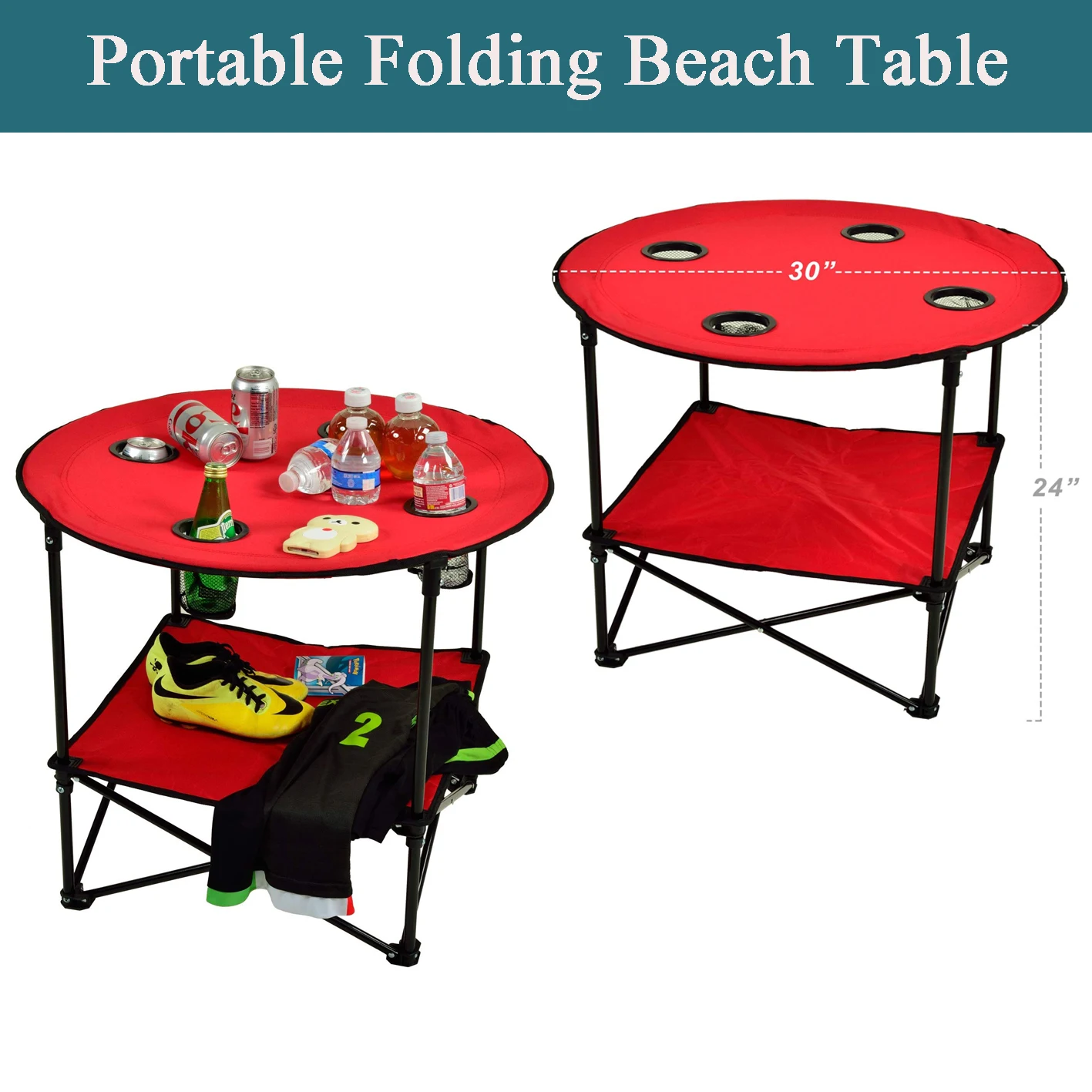Portable  beach metal canvas folding table with carrying bag
