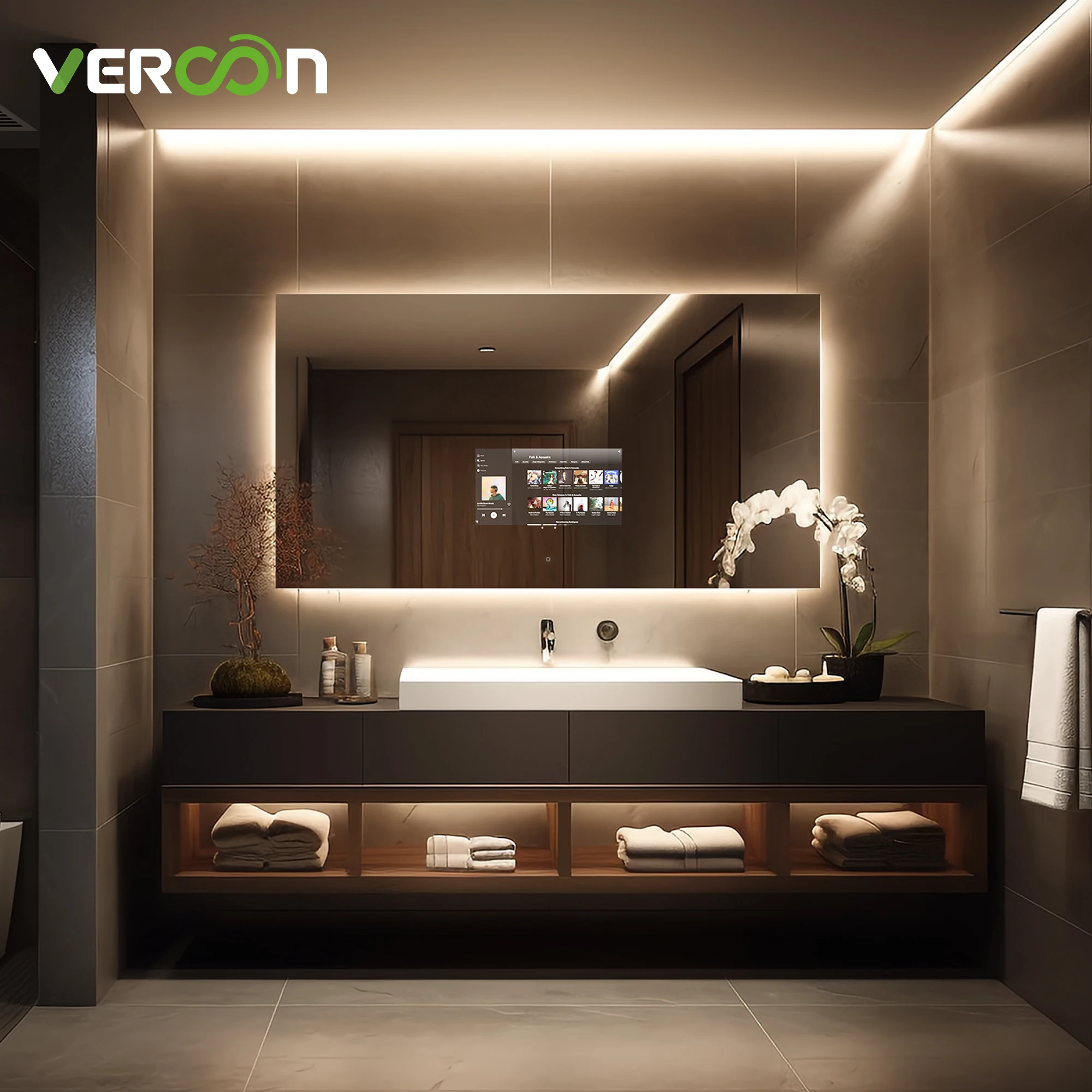 Smart LED mirror sanitary ware smart bathroom mirror furniture back light adjustable mirror with touch screen WiFi Bluetooth