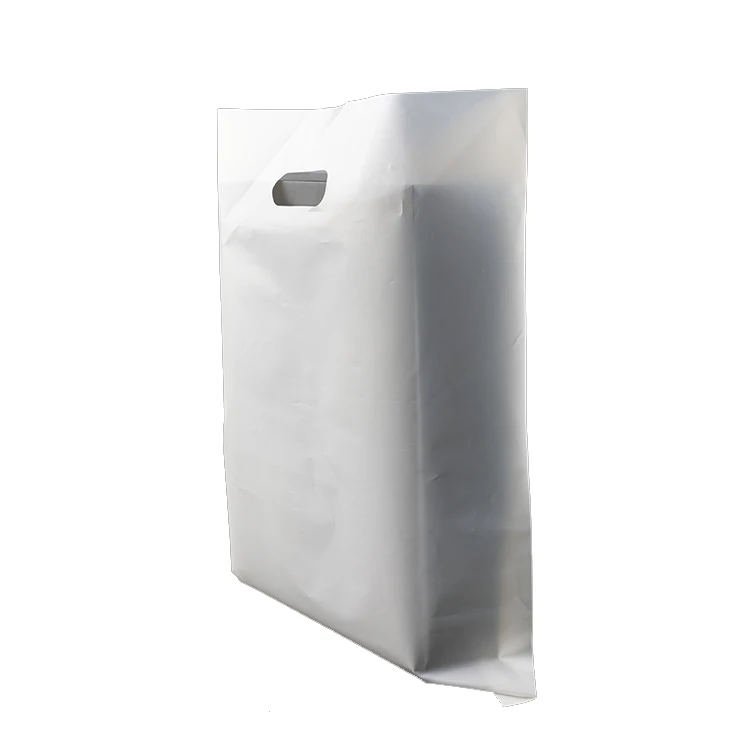 Hot sales 100% compostabie Pla customized handle die cut shopping bag handle plastic bags for garment clothing  ( GF82)