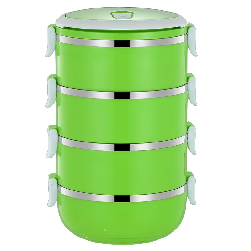 Custom Luxury 4 Tier Tiffin Carrier Stackable Bento Box Storage Boxes & Bins 201 Stainless Steel Lunch Box