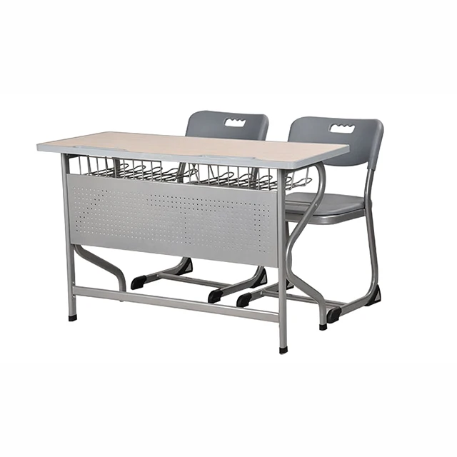 Master Design School Furniture Height Adjustable Student Desk and Chair Hot Sale School Furniture School Sets 2 Students Metal