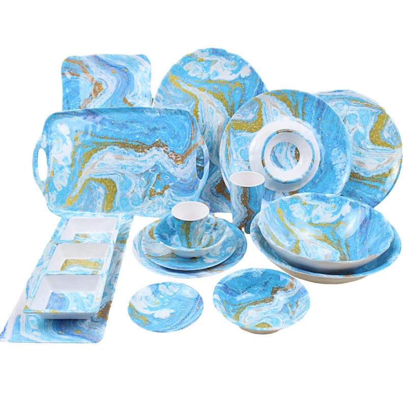 Manufacture direct hot sell custom wholesale dinnerware kitchen wares set melamine plates sets dinnerware