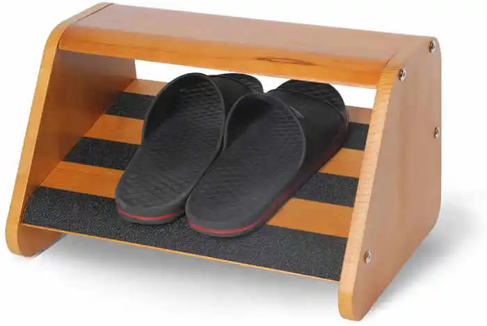 Factory Wood Double Step Foot Rest Under Desk Footrest with Non Slip Surface foot stool
