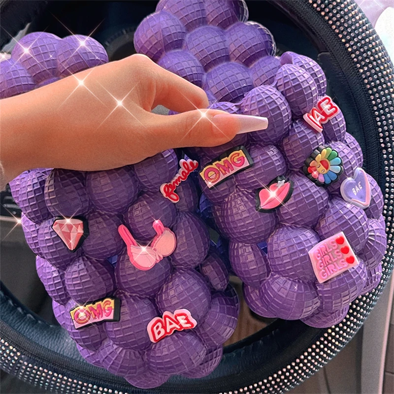 Oem Customize Slides Original House Footwear EVA  Flat Sandals Bubble Sides Slippers With Charms