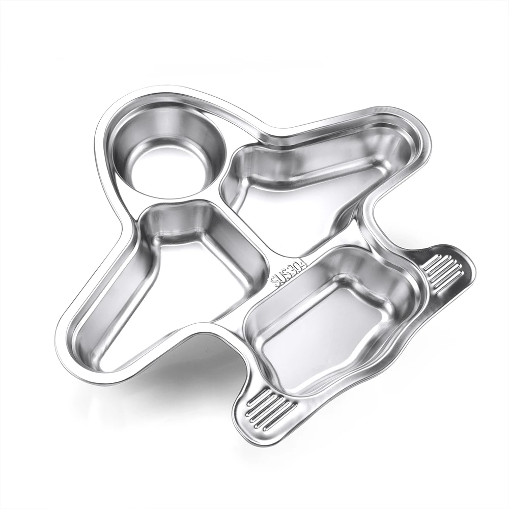 Dinnerware sets airplane snack food tray compartments dinner plate stainless steel mess tray