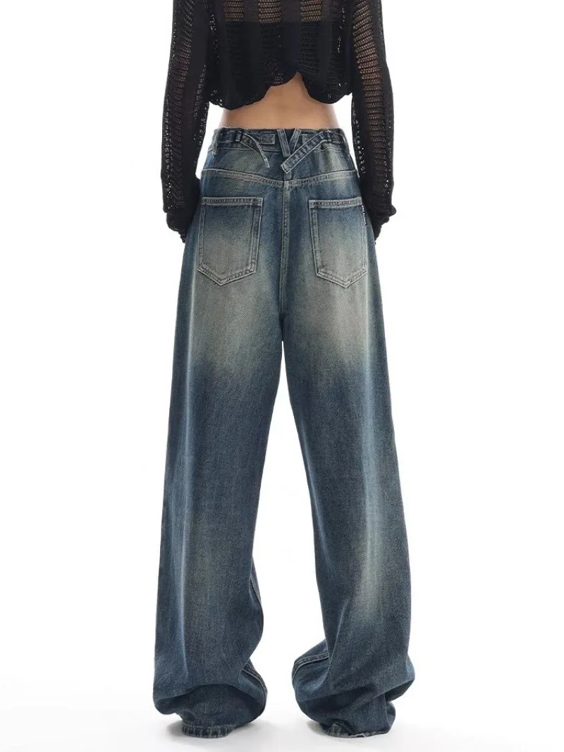 S-XL Early Autumn New Retro Washed Jeans Loose wide leg casual pants