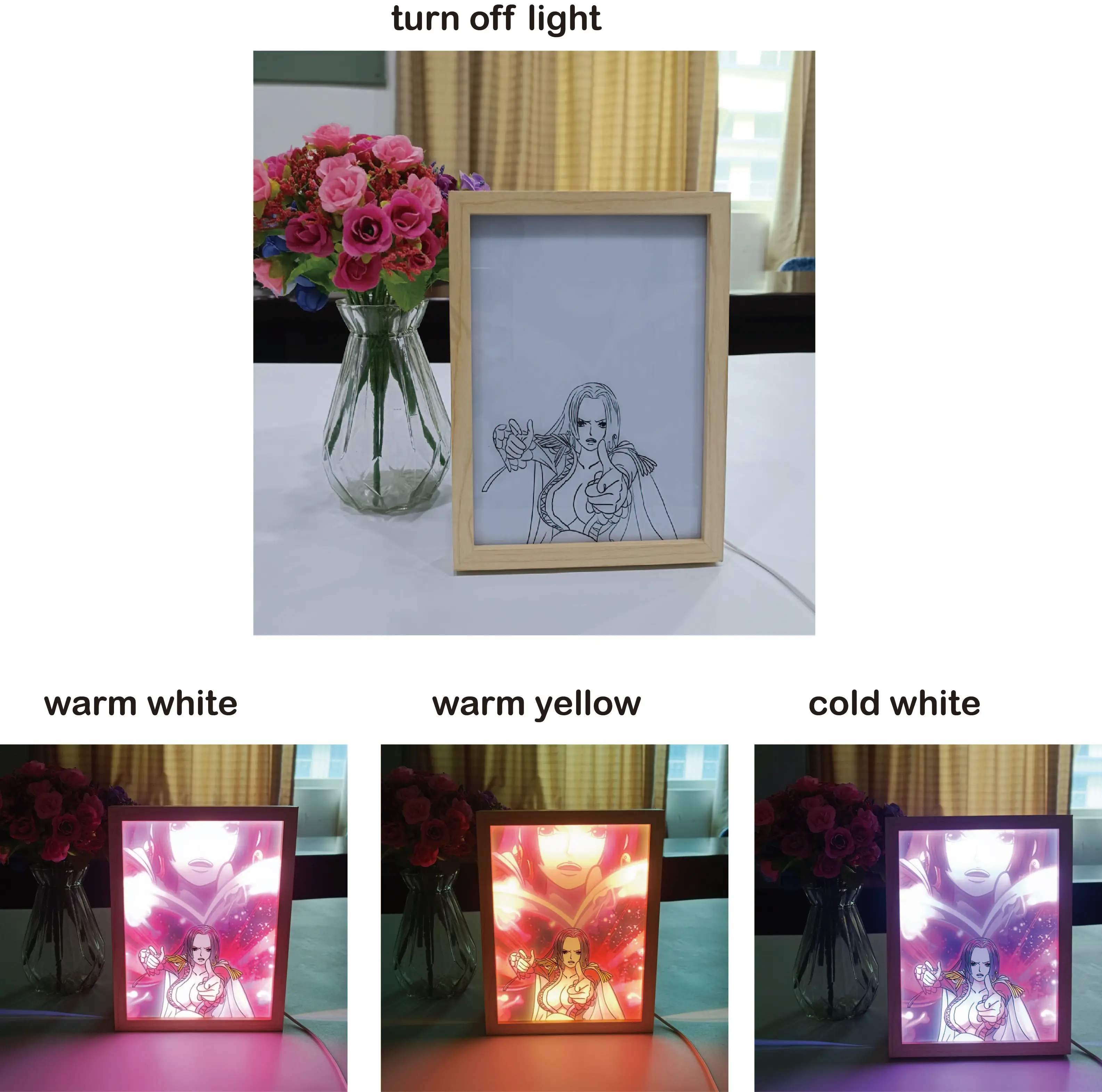 Wood Photo Frame LED Night Light Home Decoration Creative USB Hanging Picture Solid Christmas Bedroom Small Silicone 60 Modern