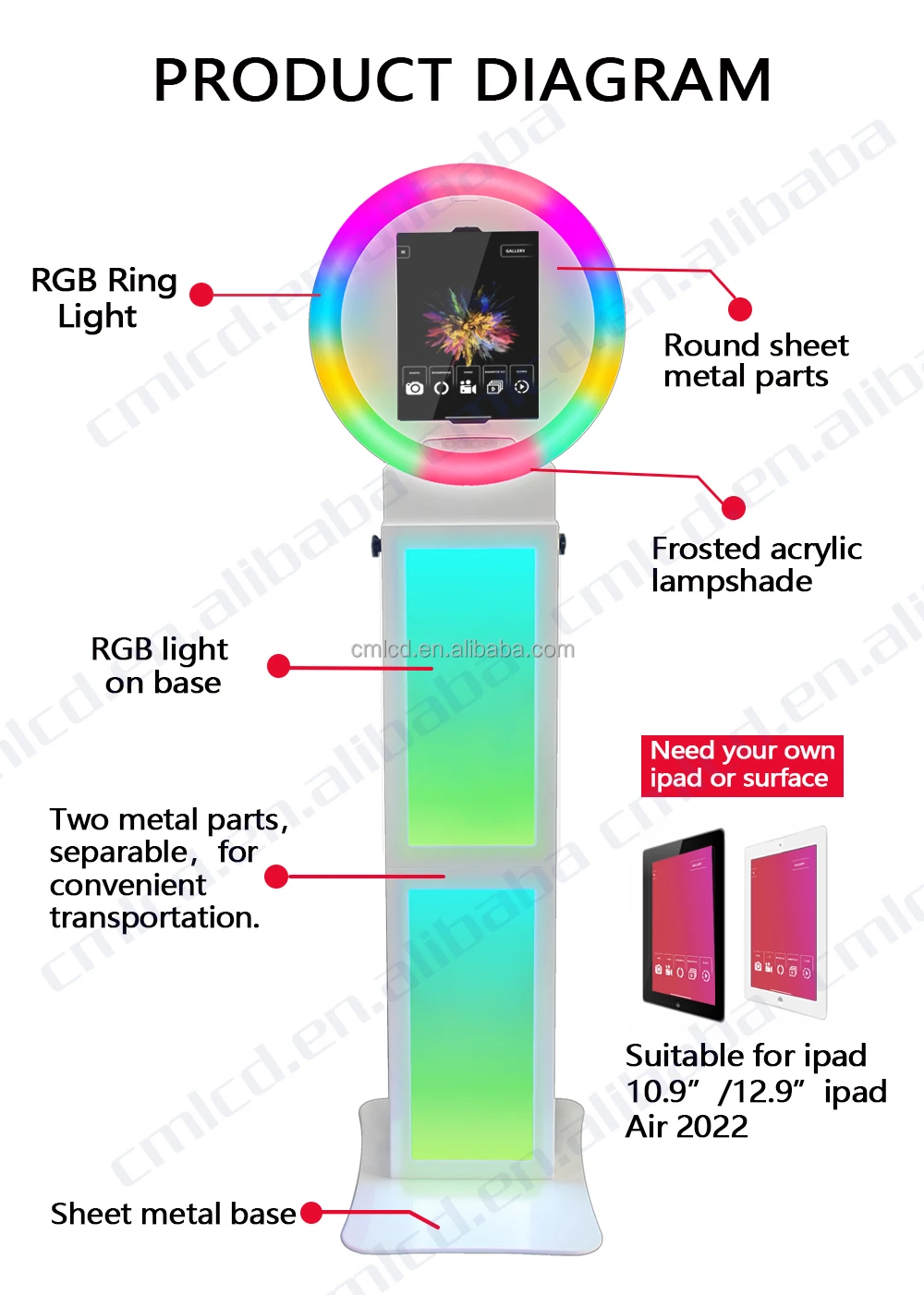 LED-lit iPad Photo Booth for Weddings: Portable and Ready to Capture Your Special Day
