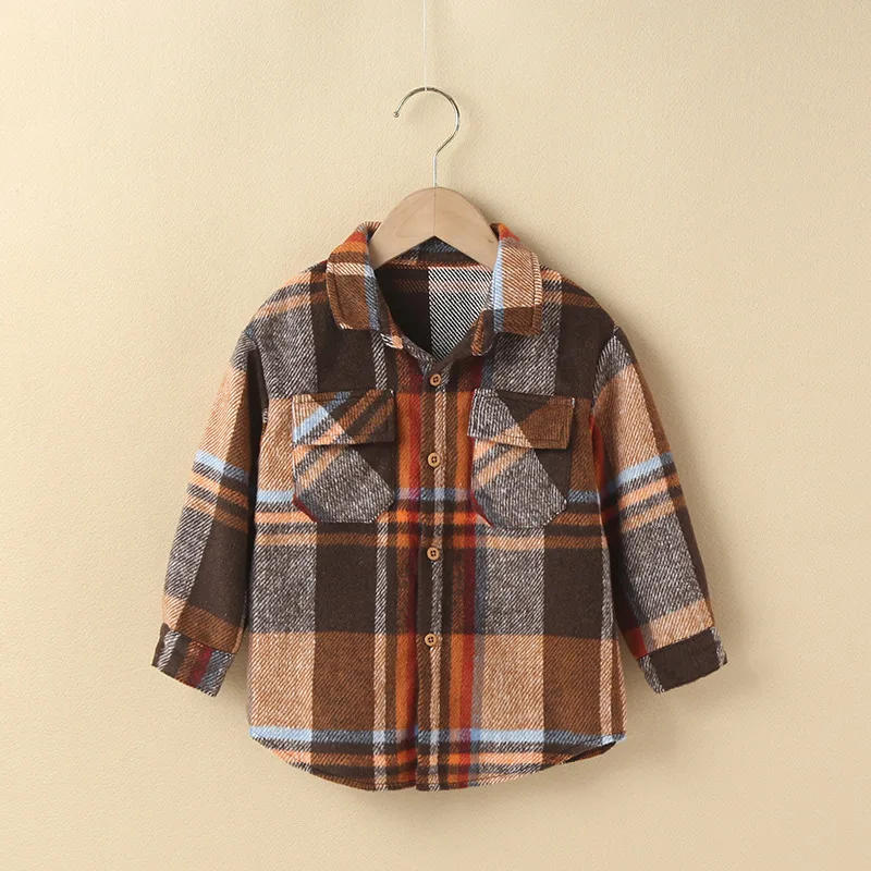 Wholesale winter thick fleece kids shirt little girls clothing plaid coat for girls fashion flannel shirts