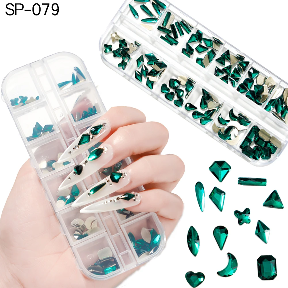 24 Colors 3D Glass Mixed Shape Nail Art Crystal Rhinestone Box Set For Nail Art Beauty DIY