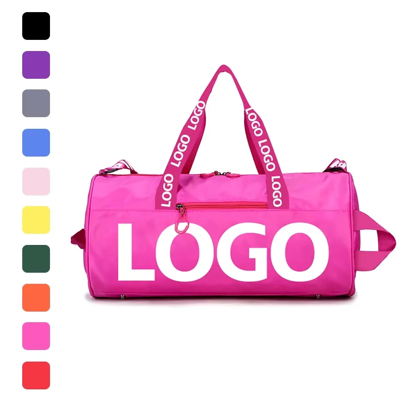 Custom luxury luggage Travel Sports Bag Portable Tote Shoulder Yoga Gym Bag Wet Dry Separation Pink Duffle Bag with logo