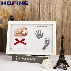 HOFINE Baby Free Wash Inkpad Safe First Year Souvenir puzzle Foot Hand Print Family Wood Photo Picture Frame