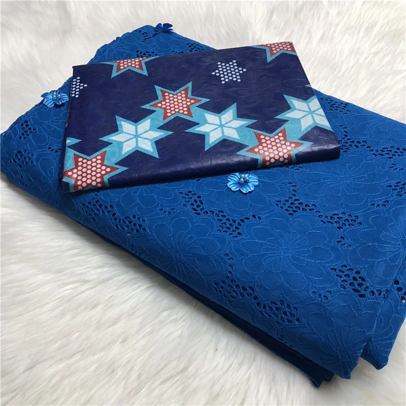 Hot sale African Guinea Bazin Brocade Damask Fabric with Embroidery Swiss Lace for Femme Bazin Riche Brode Fabric 5+2.5yard/set