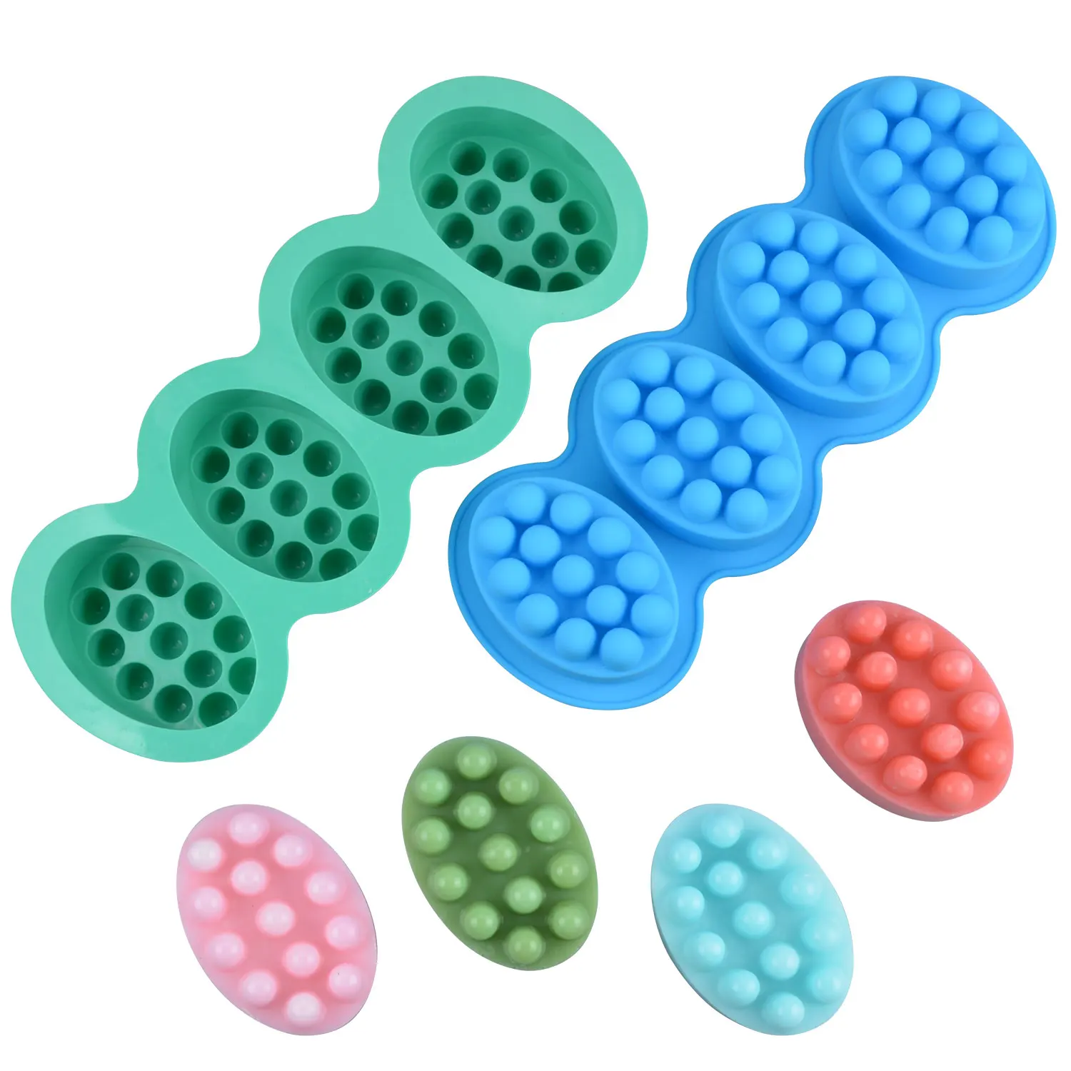 New 4 Cavity 3D Handmade Silicone Soap Molds Making Mould Tools Crafts DIY Oval Shape Soaps Resin Massage Therapy Bar Cake Tools
