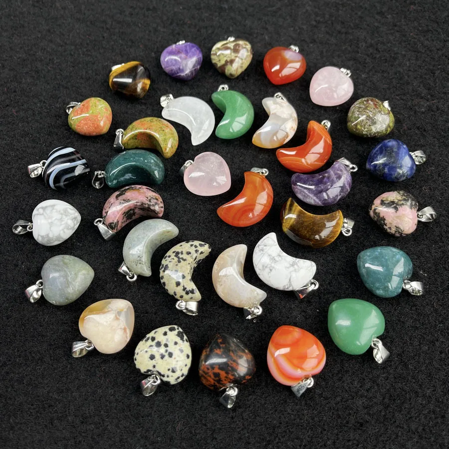 Оптовая продажа подвеска в виде полумесяца с кристаллами каменная форме сердца для изготовления ювелирных изделий