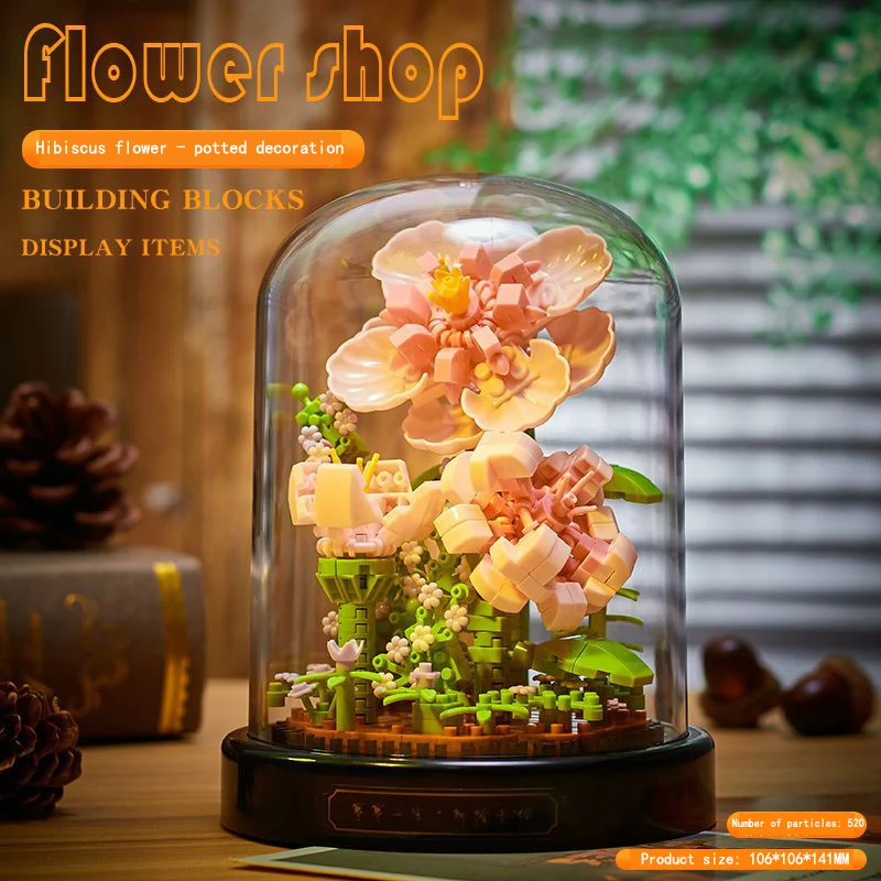 Building Block Sets Flower With Light Montessori Educational Toy For Kids Christmas Day Gift  Flower Building Block Sets Low Moq