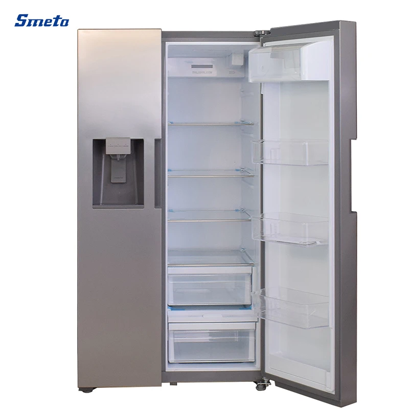 Smeta 746L Large Stainless Steel No Frost Side by Side Refrigerator with Water Dispenser and Ice Maker