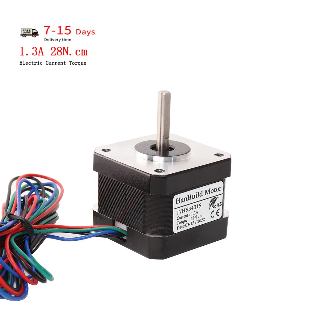 HanBuild 1.8 Degree 17HS3401S 4 Leads Nema 17 Stepper Motor 2 Phase 42BYGH34 1.3A 28N.m CNC Laser Engraving Machine 3D Printer