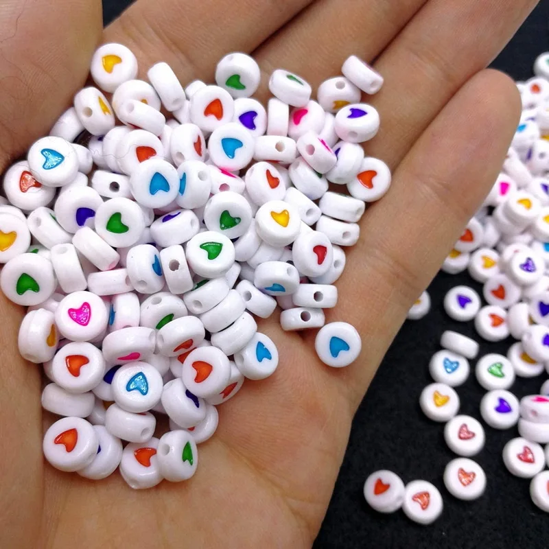 Wholesale 7x4mm Acrylic Heart Bead Round Loose Spacer Beads Red Love Heart Bead For Jewelry Making Diy Bracelet