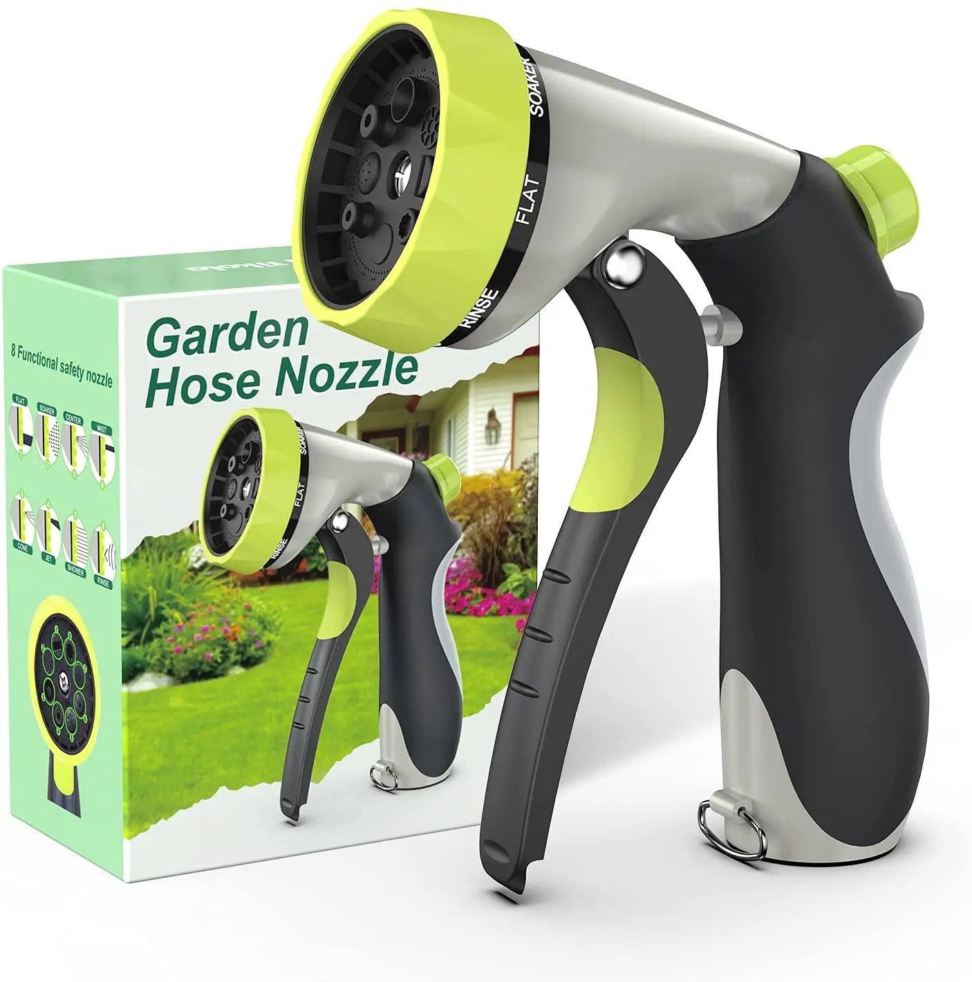 Garden Hose Nozzle-10 Adjustable Patterns High Pressure Spray Gun, Hose Pipe Spray Gun with Thumb Control Design,Heavy Duty Hose