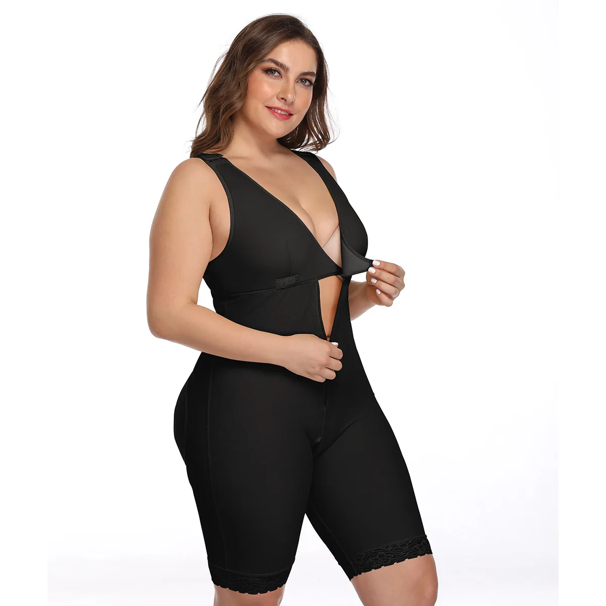 
Hot SalePlus Size Slimming Tummy Control High Waist Shapewear Pants Hooks And Zip Elasticity Compression Body Shaper 
