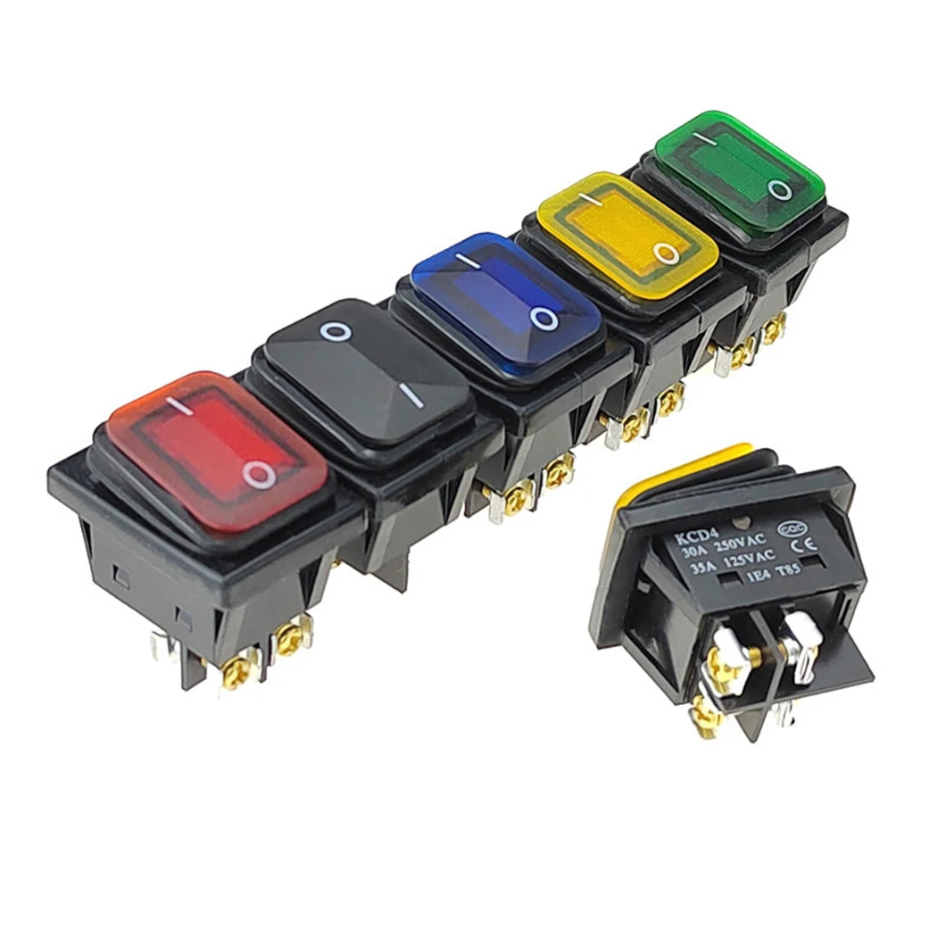 30A 250 В лодочный коромысло кнопка включения-выключения с подсветкой 4-контактный высокоток красный желтый зеленый светодиодный переключатель