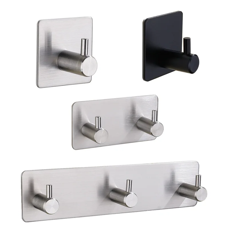 Self Adhesive Hooks Set of Strong Sticky Wall Coat Towel Hooks  Key Hook 304 Stainless Steel Sti
