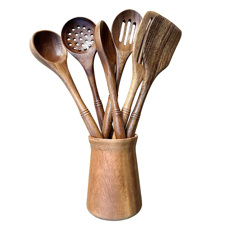 wood frying shovel leaking shovel wooden kitchen utensils high-temperature resistant stir fry vegetable shovel salad spoon