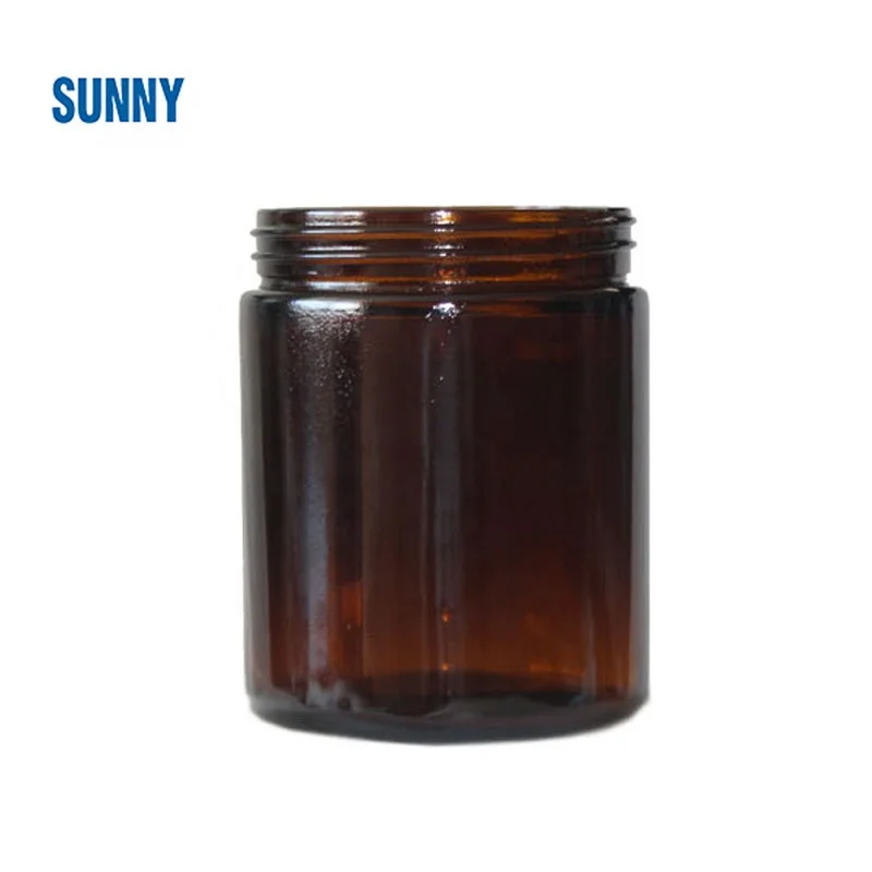 8oz 16oz 250ml 500ml 1000ml amber wide mouth glass jar with cap amber glass jar candle Empty Glass Jar With Aluminum Metal Lid