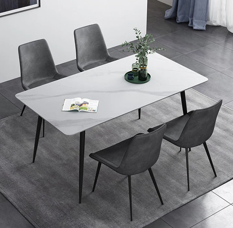 Modern room furniture square rectangle restaurant marble dining table with 6 chairs
