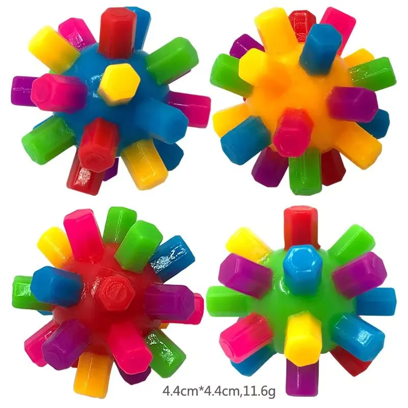 Sensory integration ability training mini colorful column ball puzzle elastic rainbow fireworks ball stress relief toy